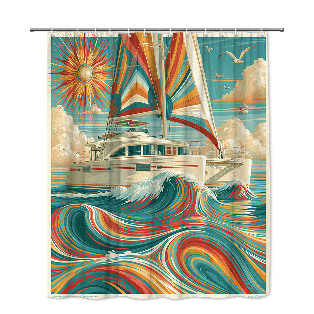 Custom Printed Bath Curtain — custom printed polyester bath curtain detail view