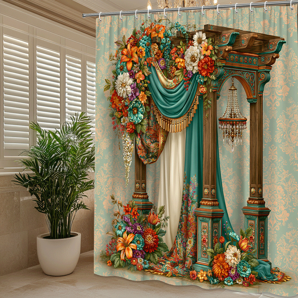Custom Printed Bath Curtain — custom printed polyester bath curtain detail view