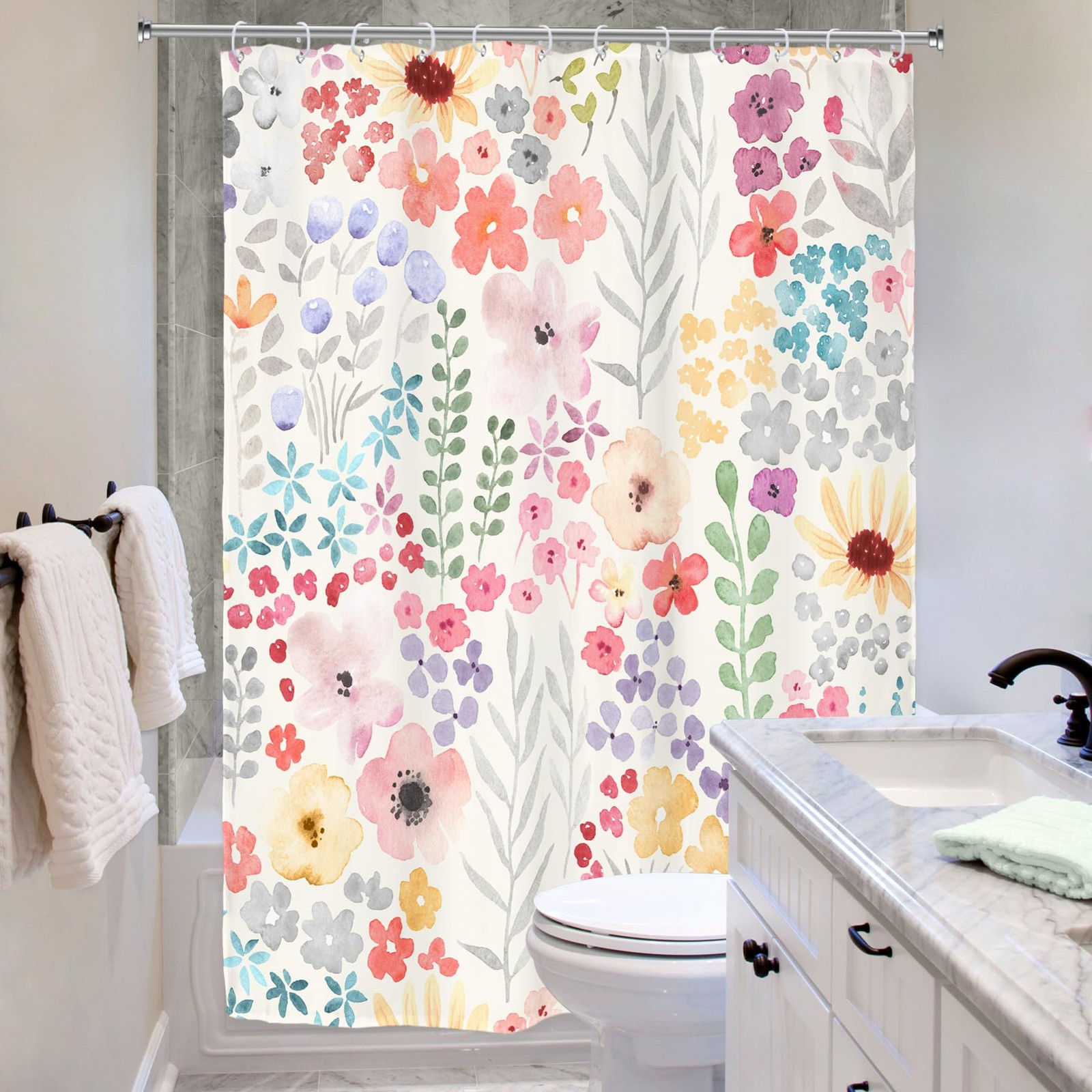 Custom Printed Bath Curtain — custom printed polyester bath curtain detail view