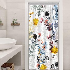 Spring Yellow And Blue Wild Flower Shower Curtain Set Small 36x72 Inch — custom printed polyester bath curtain