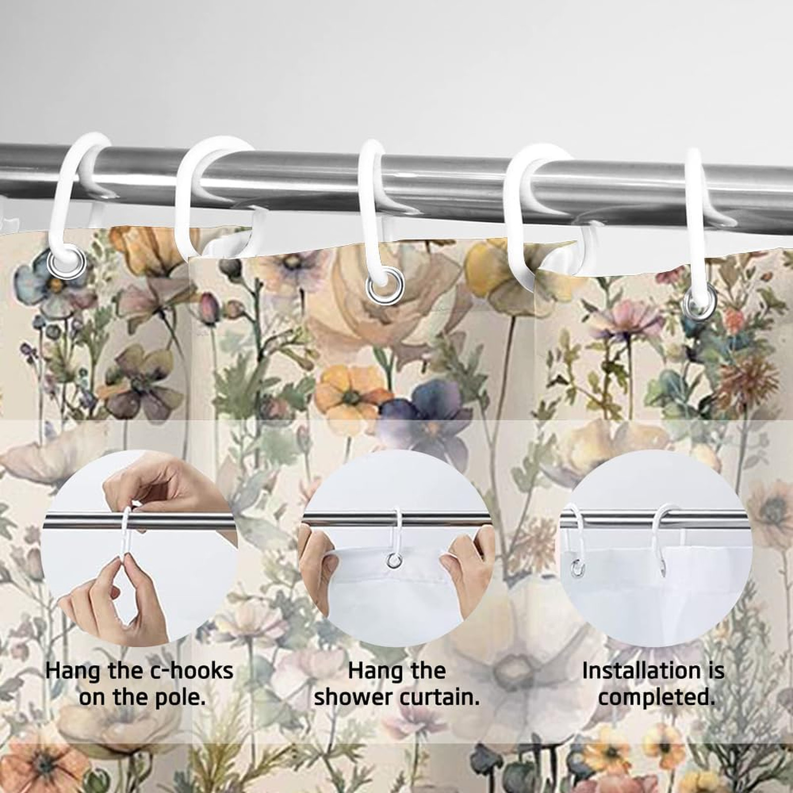 Custom Printed Bath Curtain — custom printed polyester bath curtain detail view
