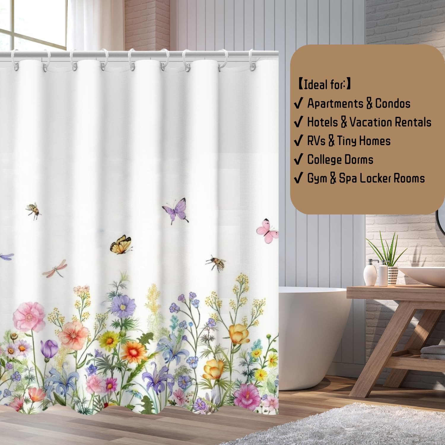 Custom Printed Bath Curtain — custom printed polyester bath curtain detail view