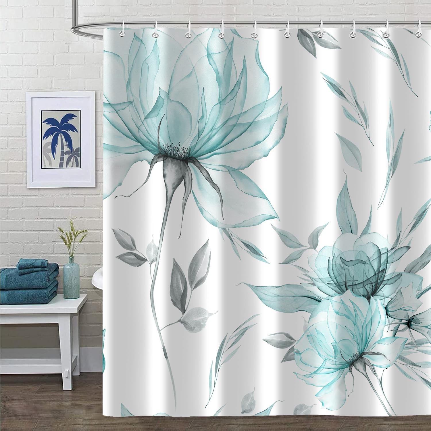 Custom Printed Bath Curtain — custom printed polyester bath curtain detail view