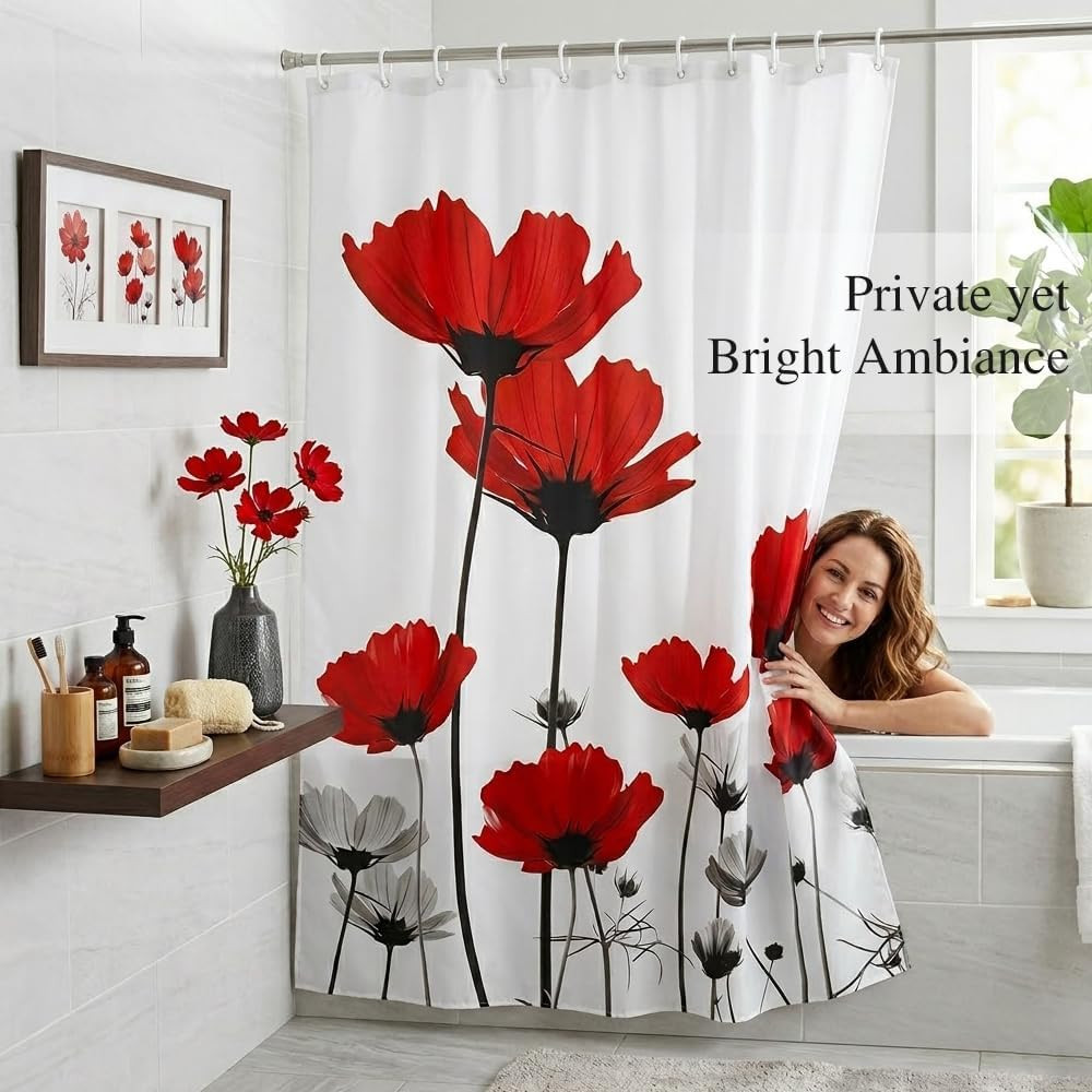 Custom Printed Bath Curtain — custom printed polyester bath curtain detail view