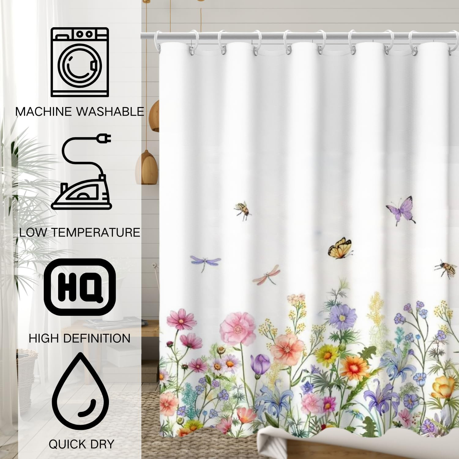 Custom Printed Bath Curtain — custom printed polyester bath curtain detail view