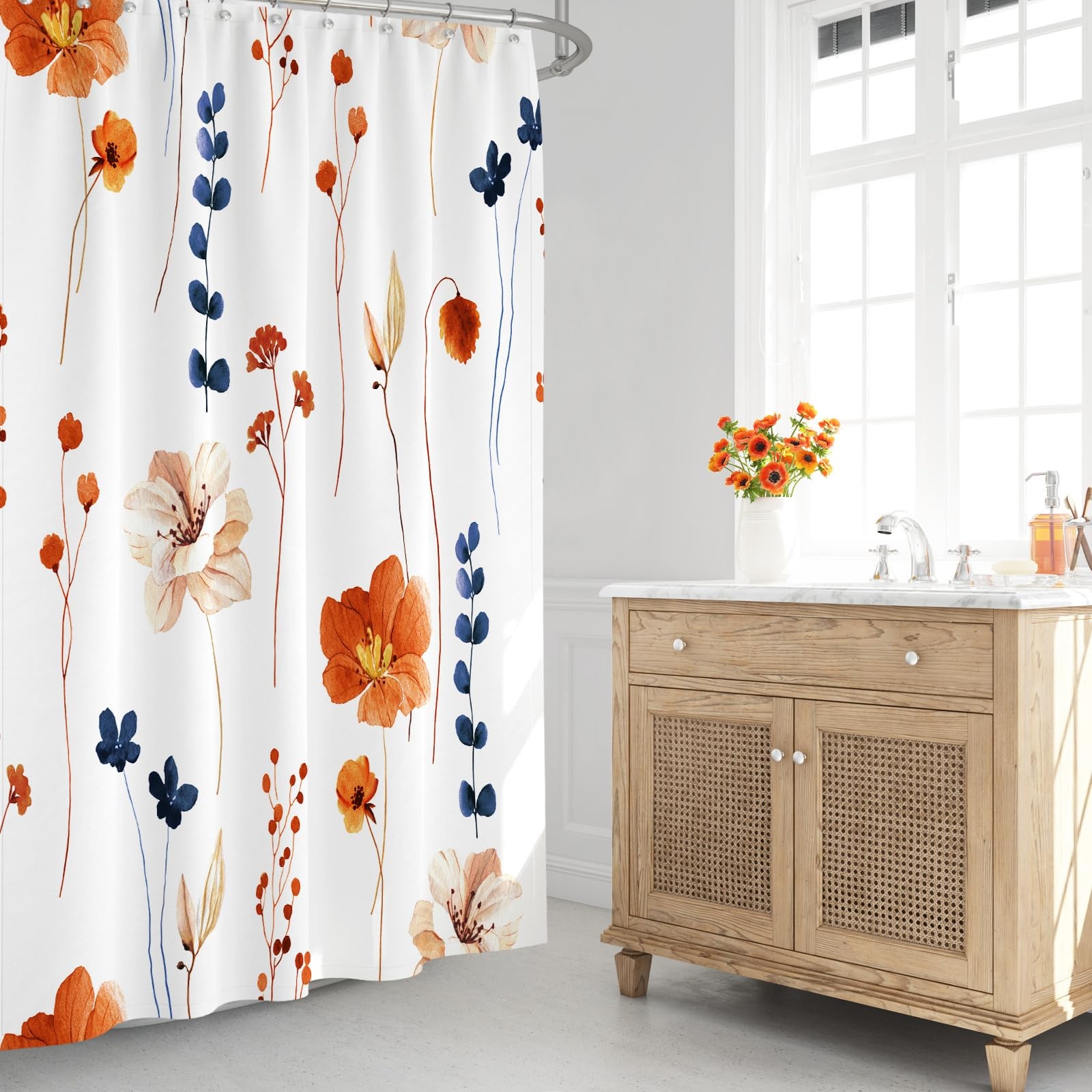 Custom Printed Bath Curtain — custom printed polyester bath curtain detail view