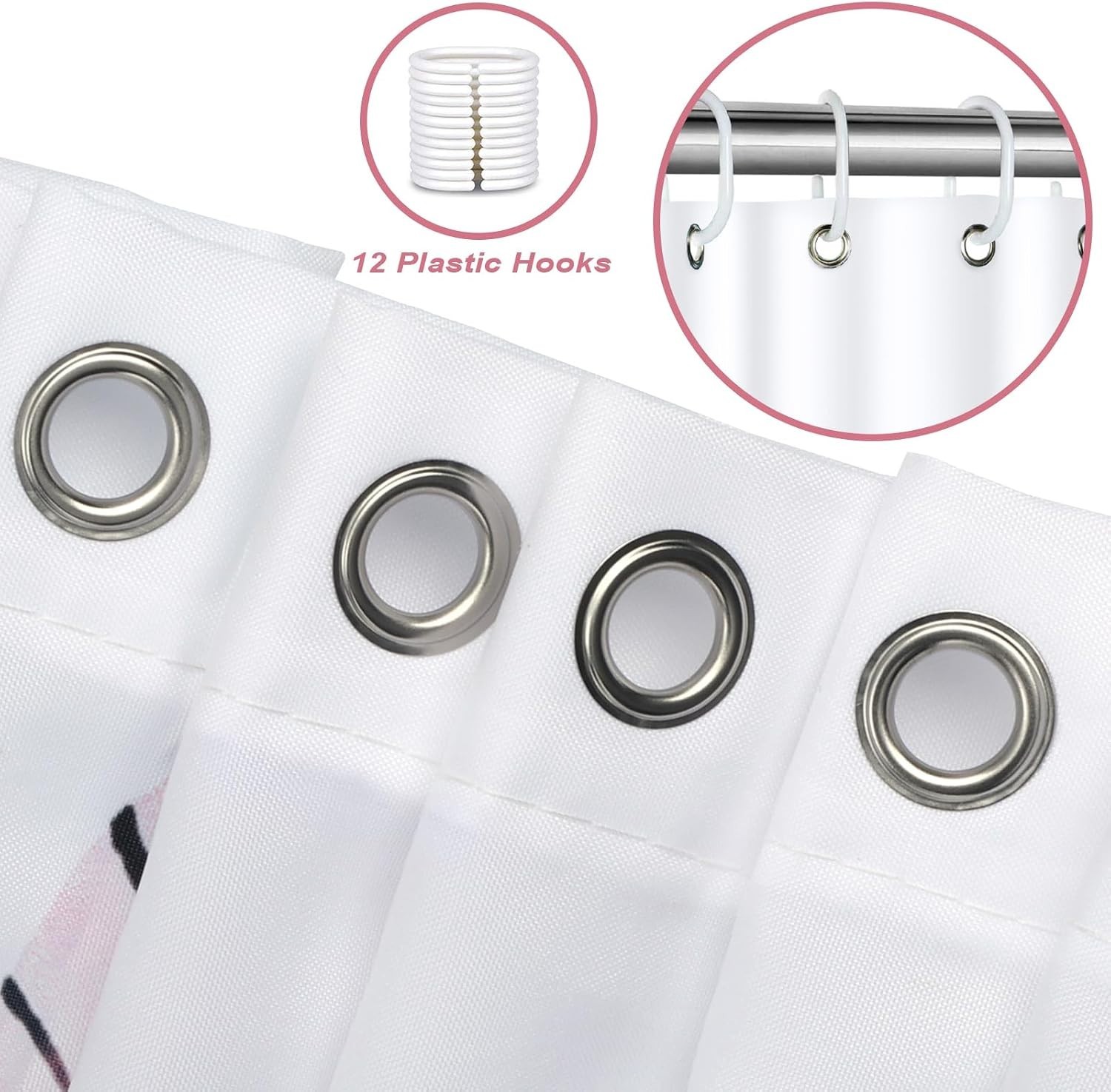 Custom Printed Bath Curtain — custom printed polyester bath curtain detail view