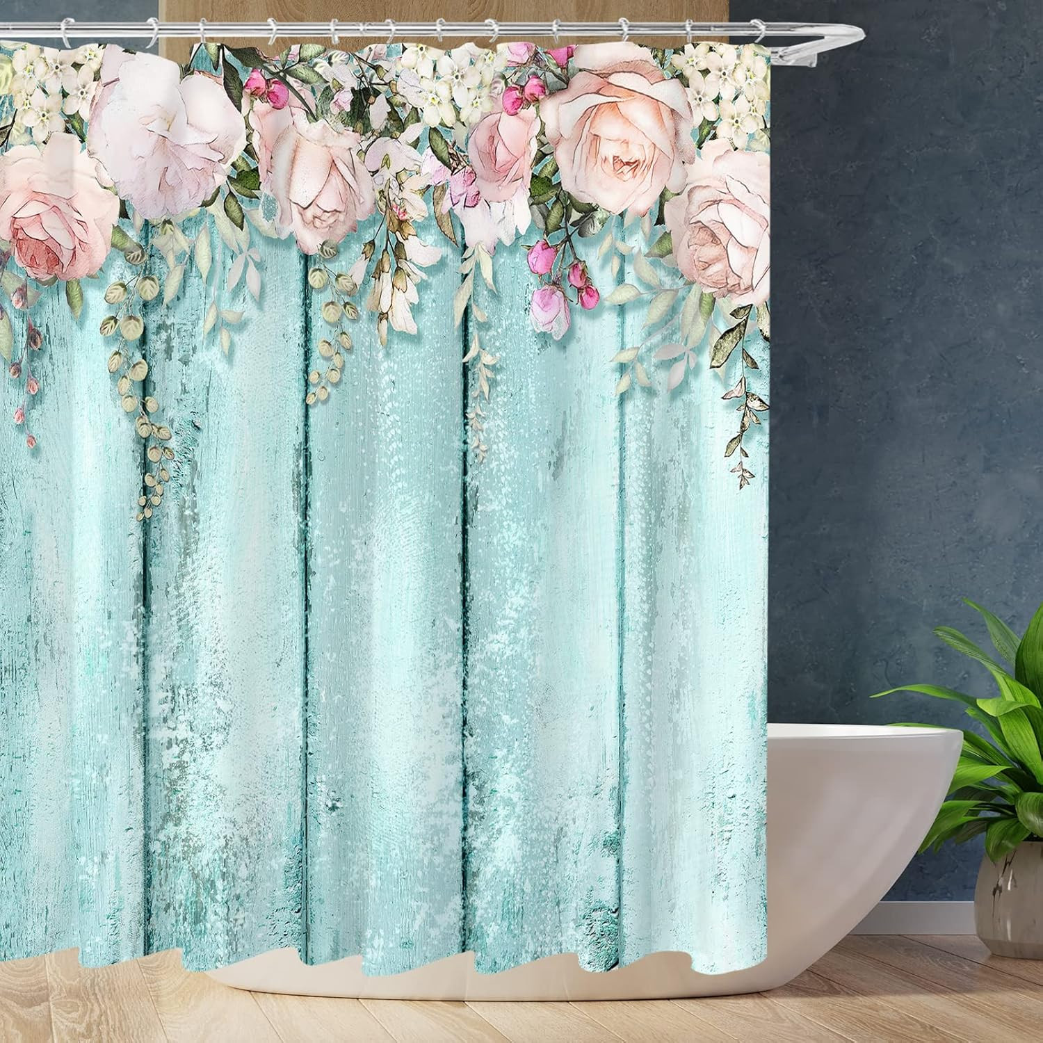 Custom Printed Bath Curtain — custom printed polyester bath curtain detail view
