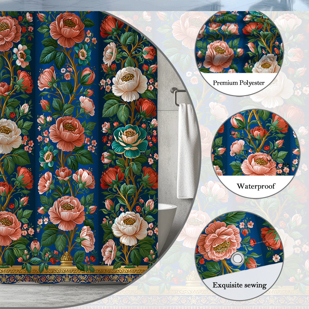 Custom Printed Bath Curtain — custom printed polyester bath curtain detail view