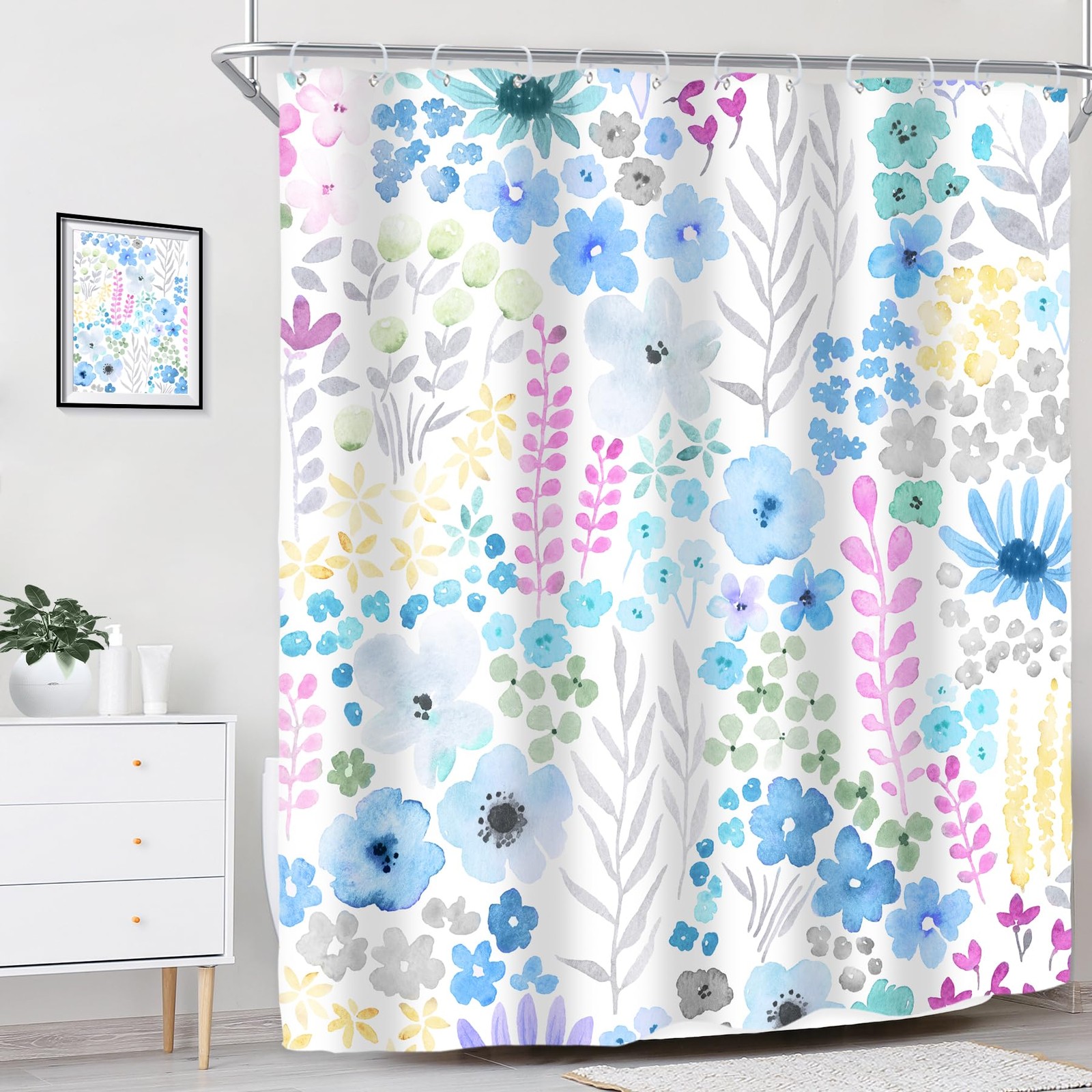 Custom Printed Bath Curtain — custom printed polyester bath curtain detail view