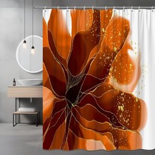 Floral Shower Curtain with Abstract Design — custom printed polyester bath curtain