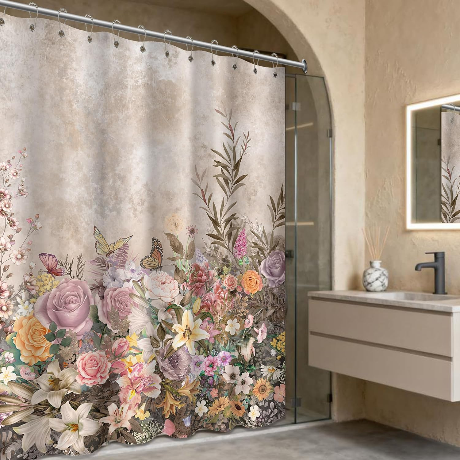 Custom Printed Bath Curtain — custom printed polyester bath curtain detail view