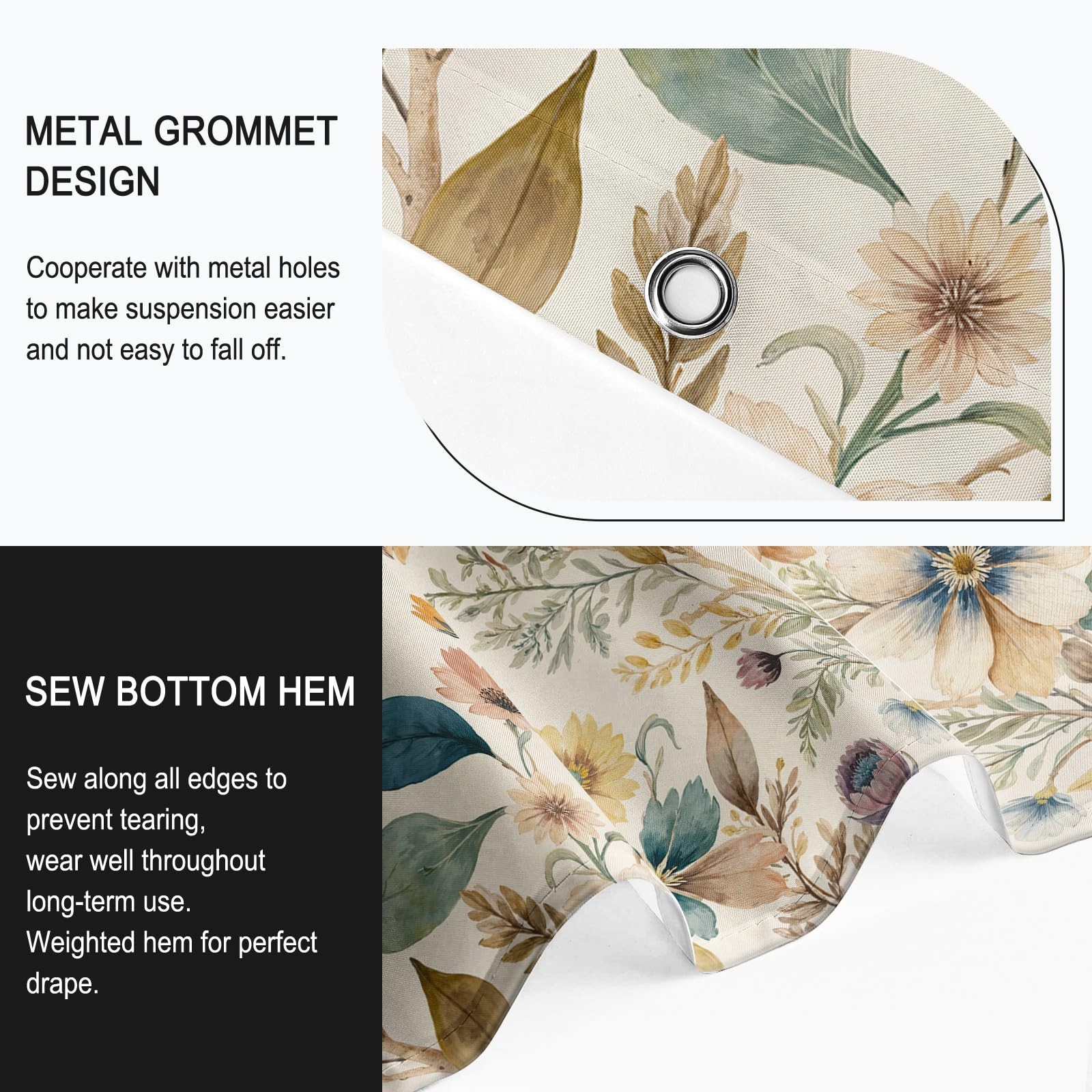 Custom Printed Bath Curtain — custom printed polyester bath curtain detail view