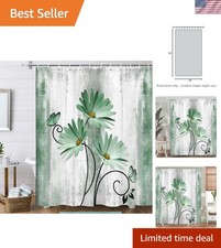 Elegant 70x70in Rustic Farmhouse Shower Curtain - Turquoise Floral & Butterflies — custom printed polyester bath curtain