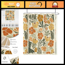 Boho Floral Clawfoot Tub Shower Curtain 180x70" with 32 Hooks - Linen Decor — custom printed polyester bath curtain