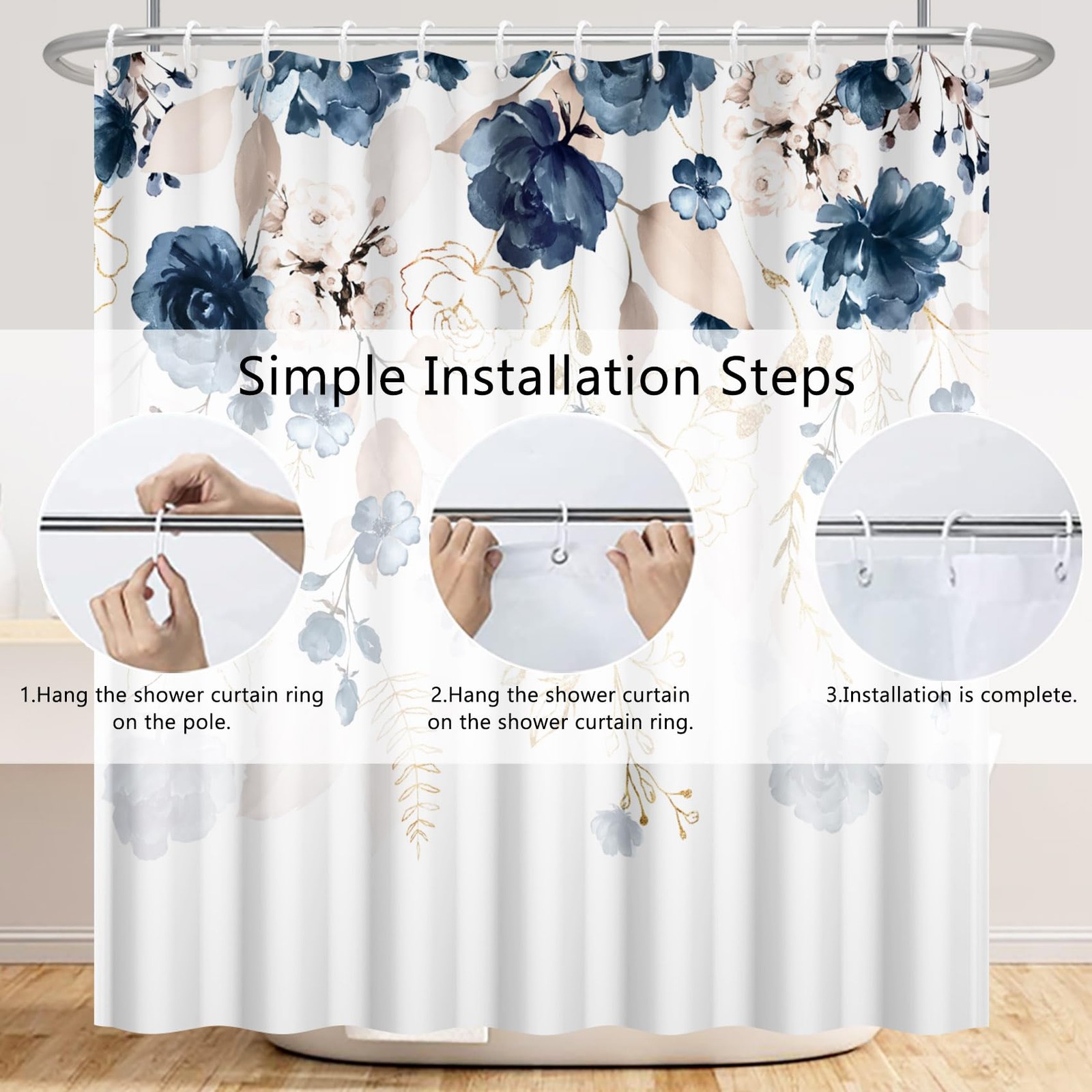 Custom Printed Bath Curtain — custom printed polyester bath curtain detail view