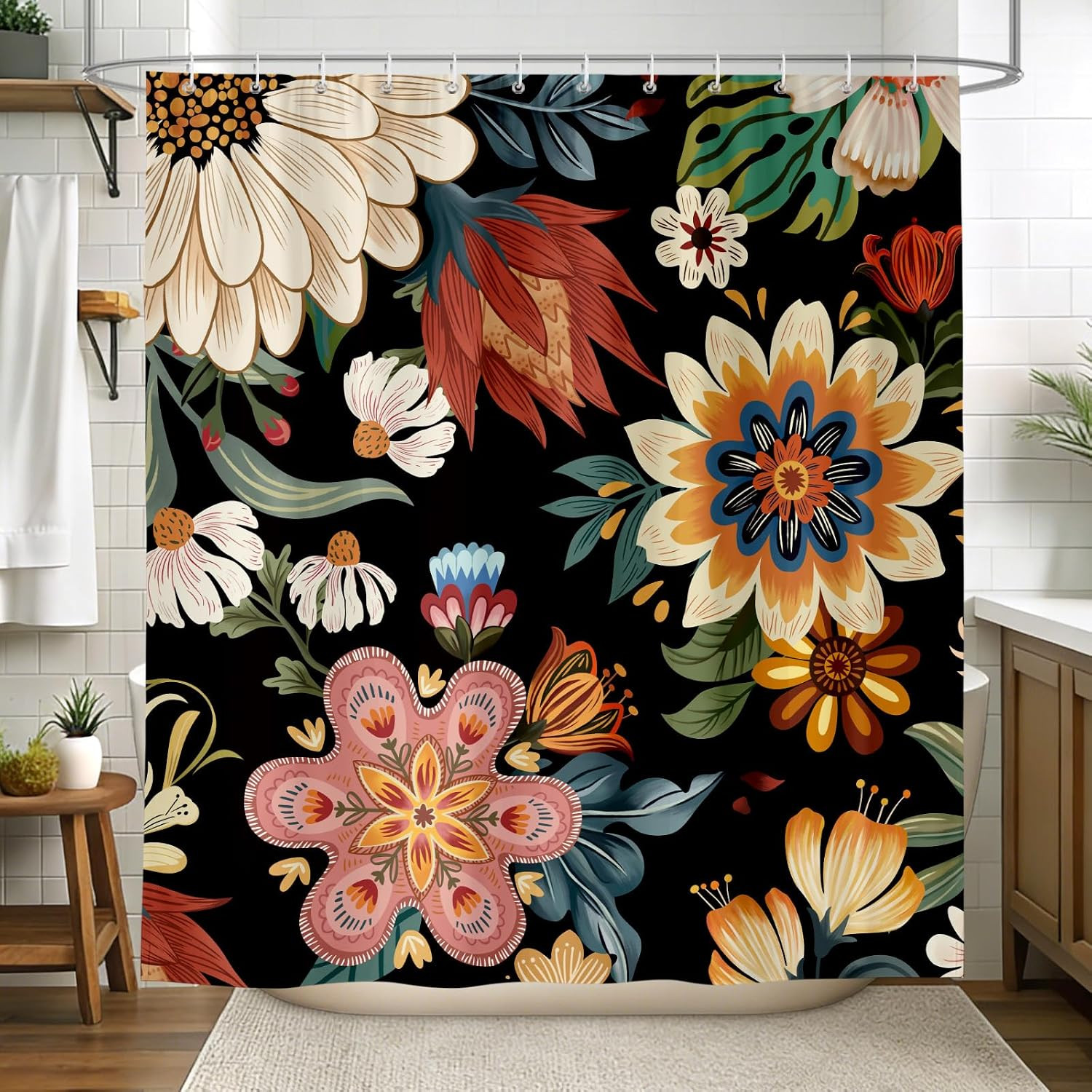 Custom Printed Bath Curtain — custom printed polyester bath curtain detail view