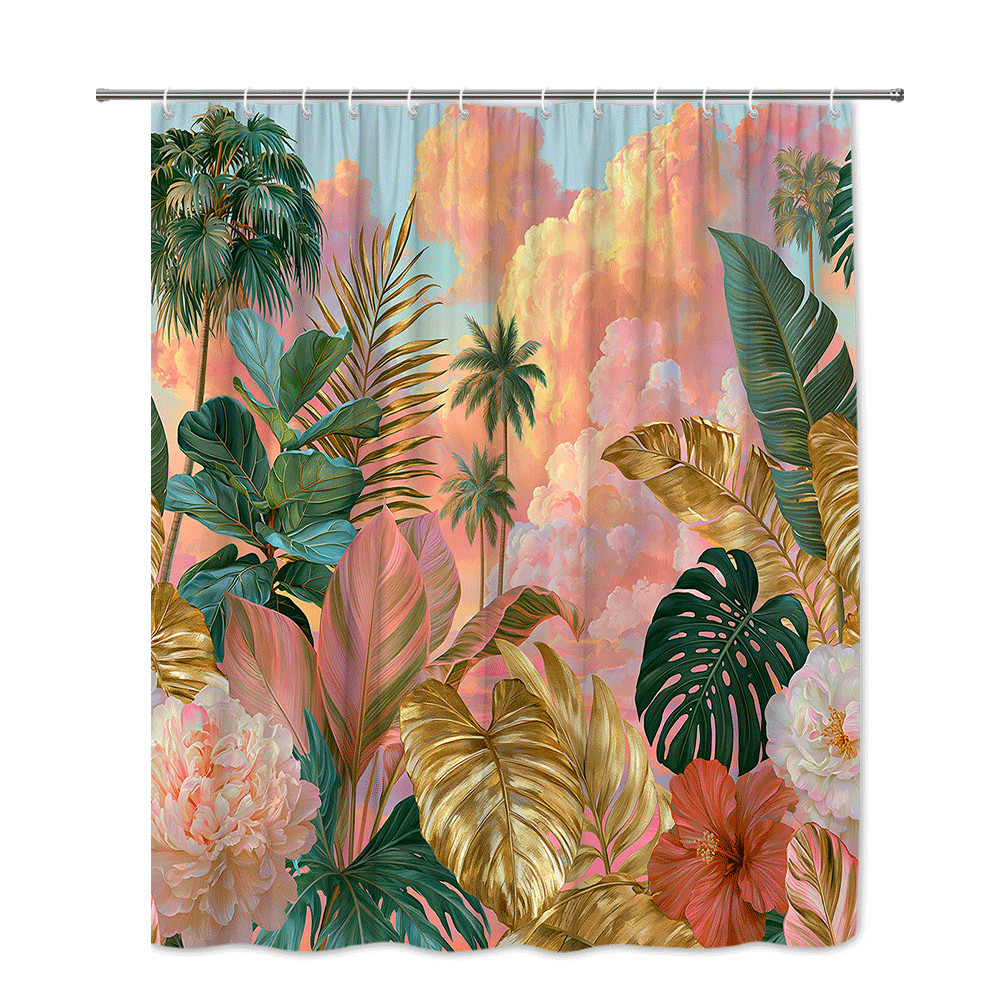 Custom Printed Bath Curtain — custom printed polyester bath curtain detail view