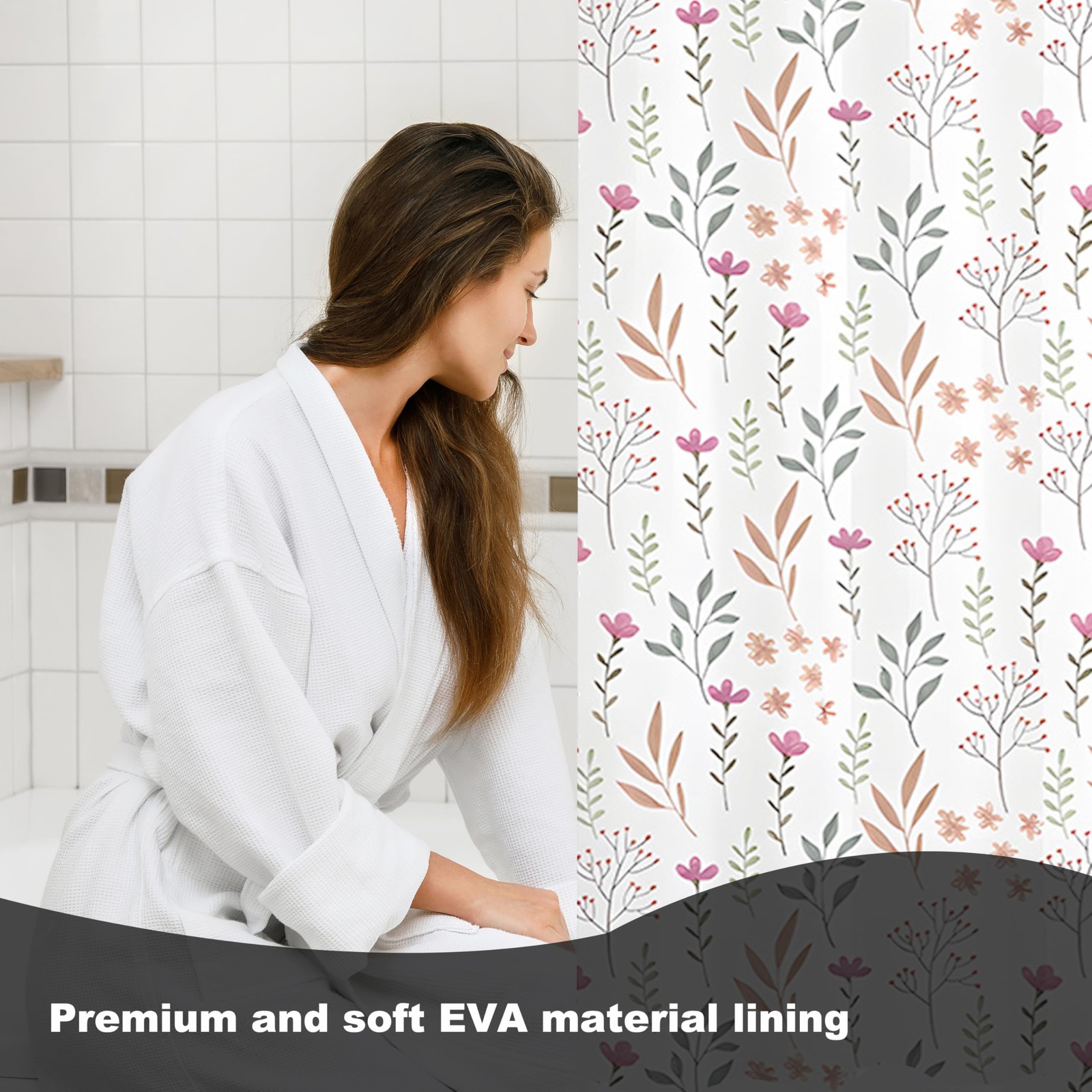 Custom Printed Bath Curtain — custom printed polyester bath curtain detail view