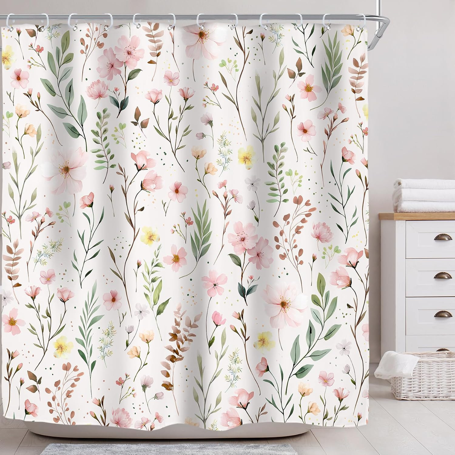 Custom Printed Bath Curtain — custom printed polyester bath curtain detail view