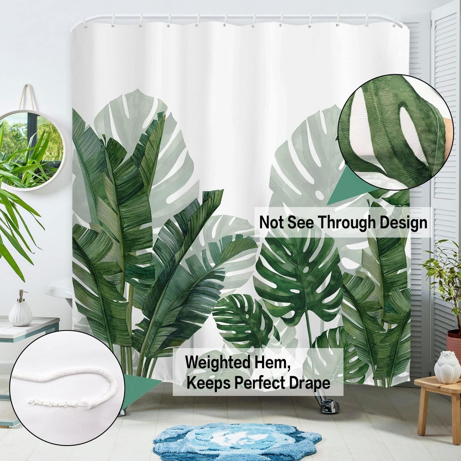 Custom Printed Bath Curtain — custom printed polyester bath curtain detail view
