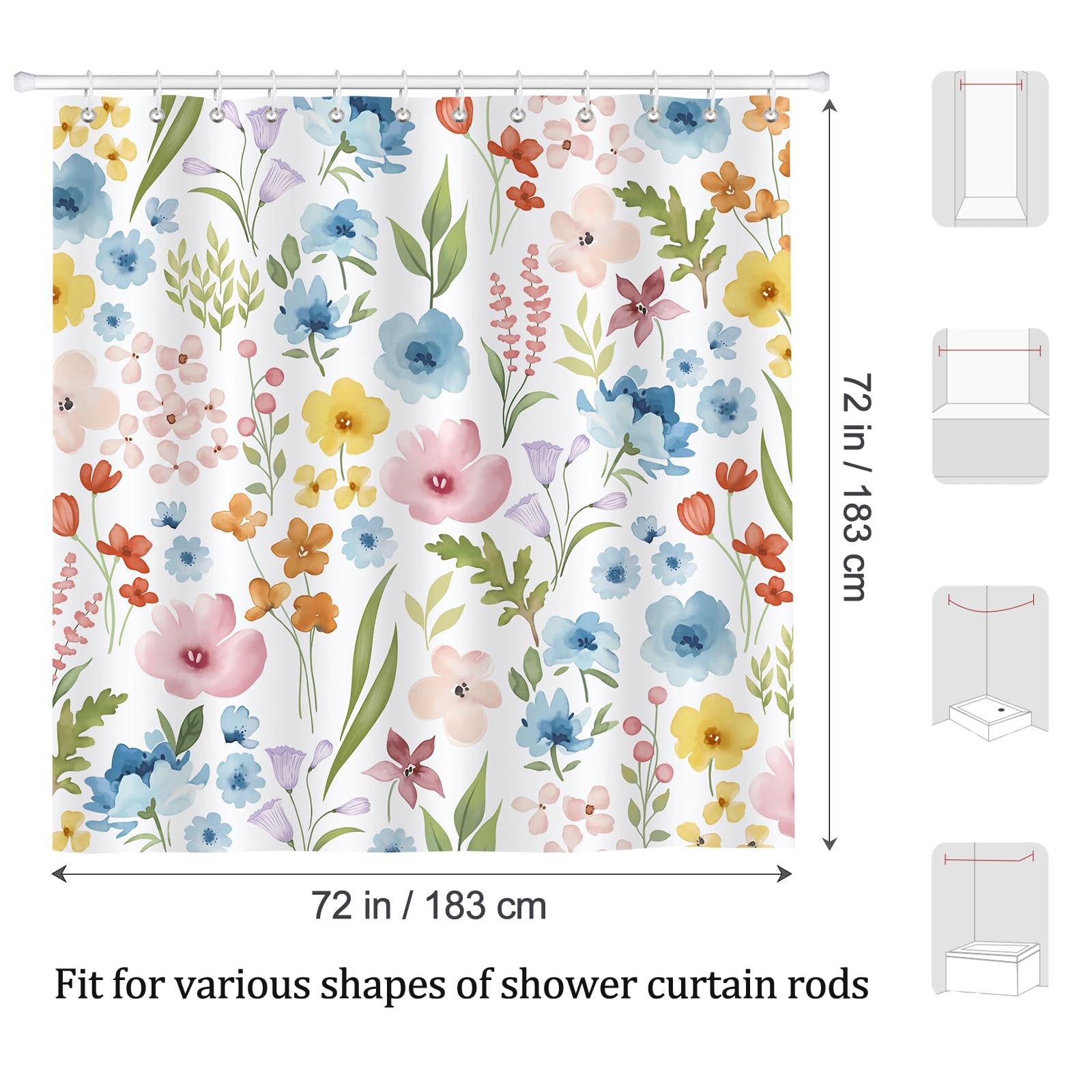 Custom Printed Bath Curtain — custom printed polyester bath curtain detail view