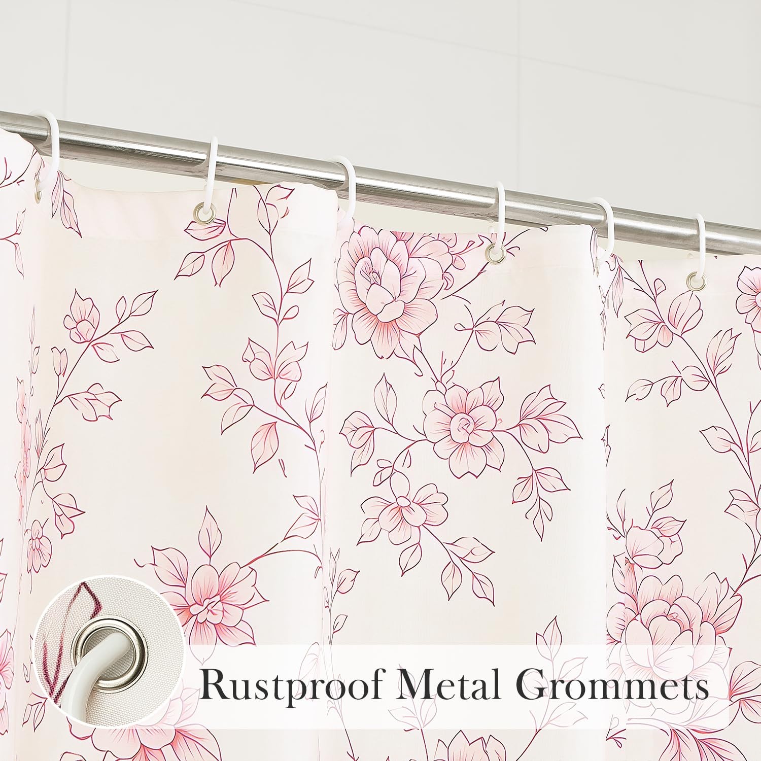 Custom Printed Bath Curtain — custom printed polyester bath curtain detail view