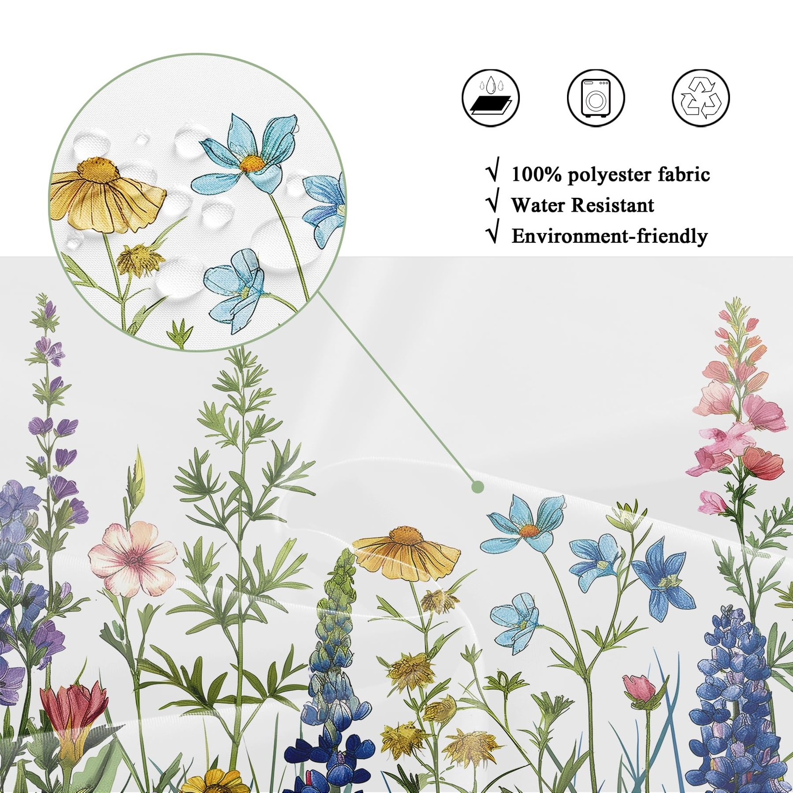 Custom Printed Bath Curtain — custom printed polyester bath curtain detail view