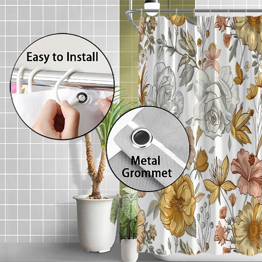 Custom Printed Bath Curtain — custom printed polyester bath curtain detail view