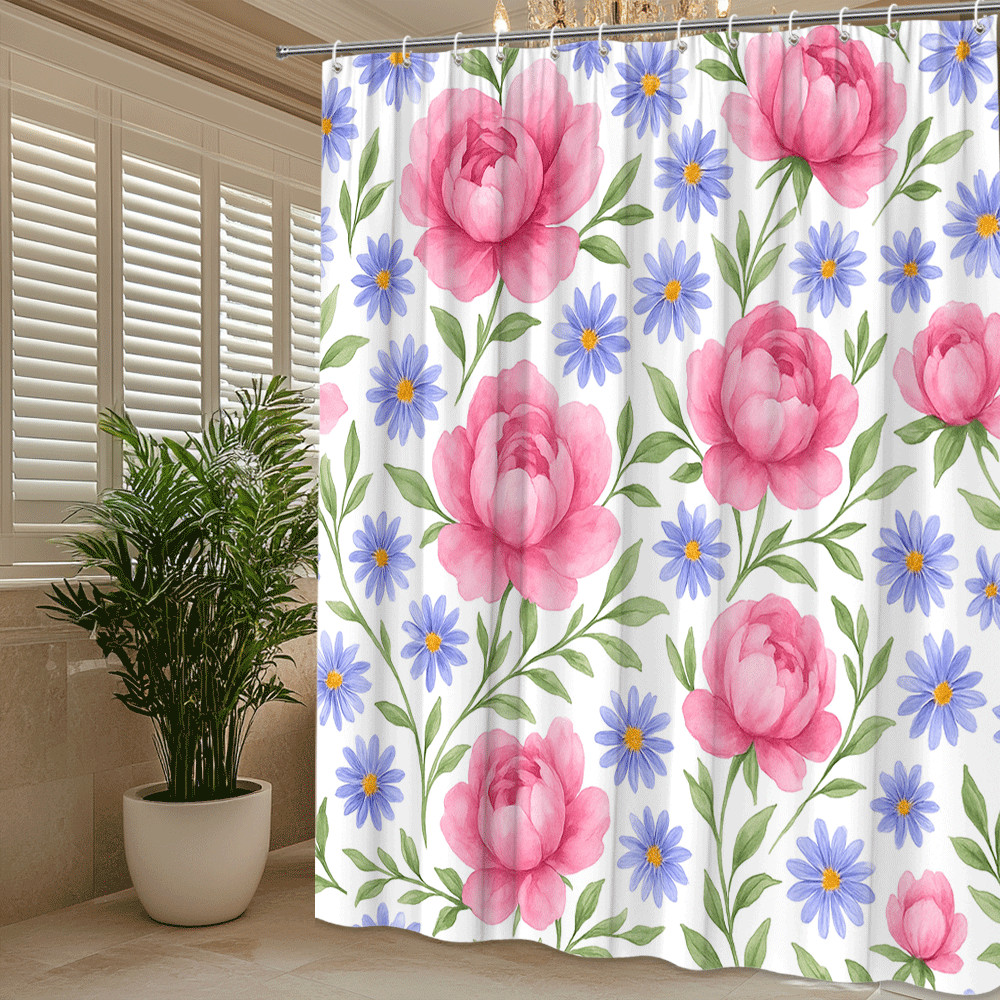 Custom Printed Bath Curtain — custom printed polyester bath curtain detail view