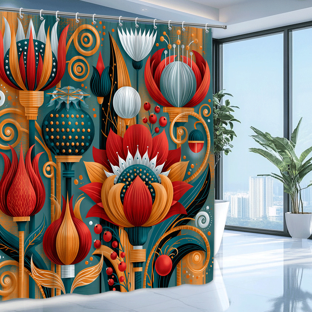 Custom Printed Bath Curtain — custom printed polyester bath curtain detail view