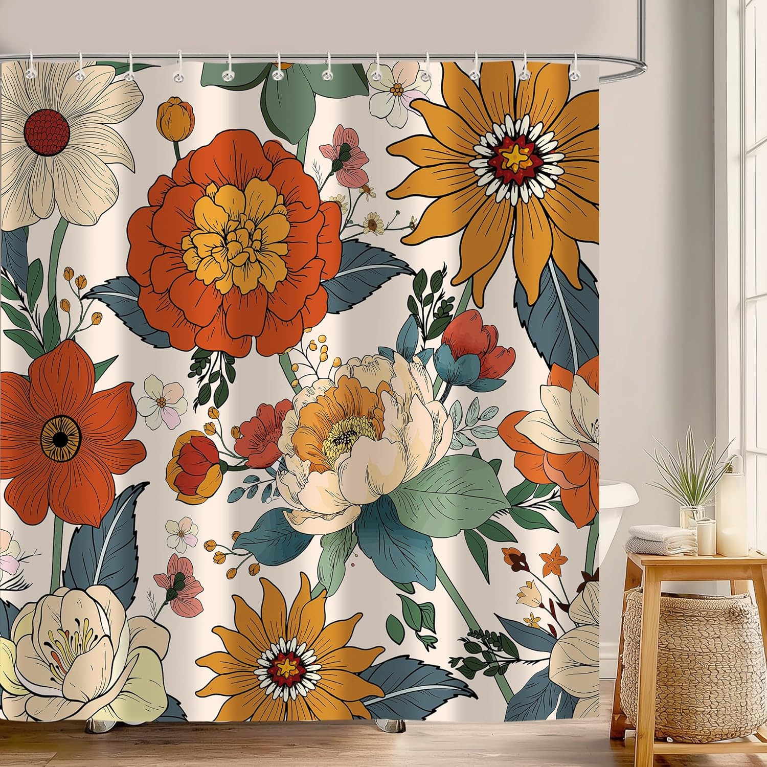 Custom Printed Bath Curtain — custom printed polyester bath curtain detail view