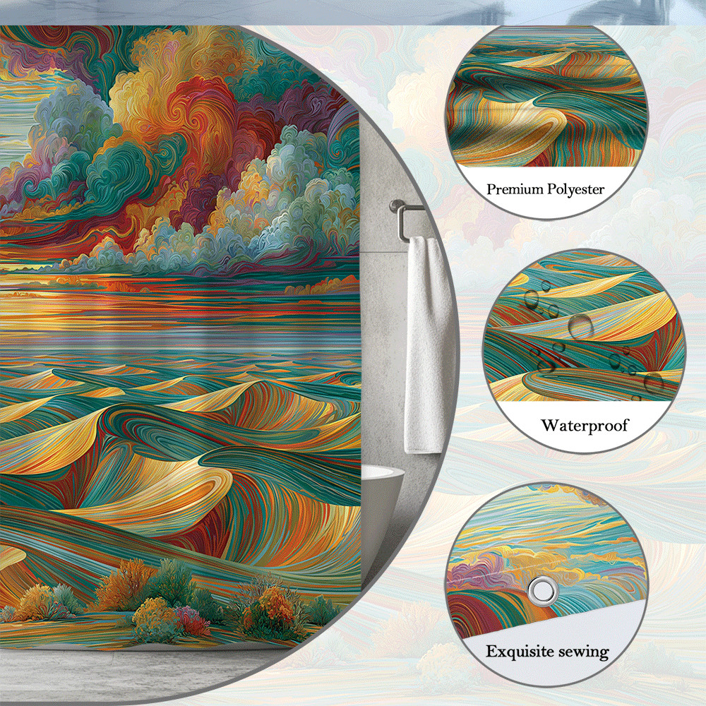 Custom Printed Bath Curtain — custom printed polyester bath curtain detail view