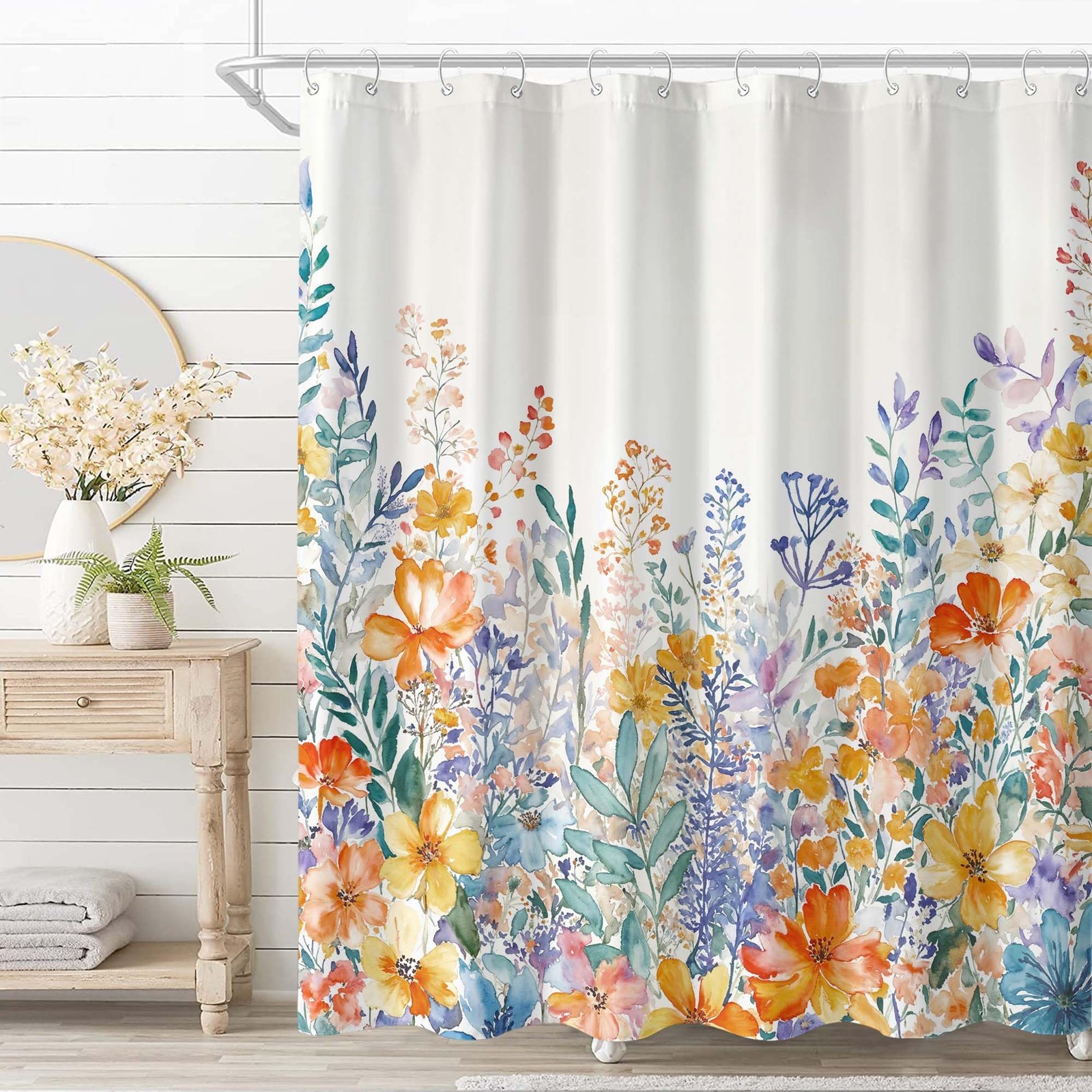 Custom Printed Bath Curtain — custom printed polyester bath curtain detail view