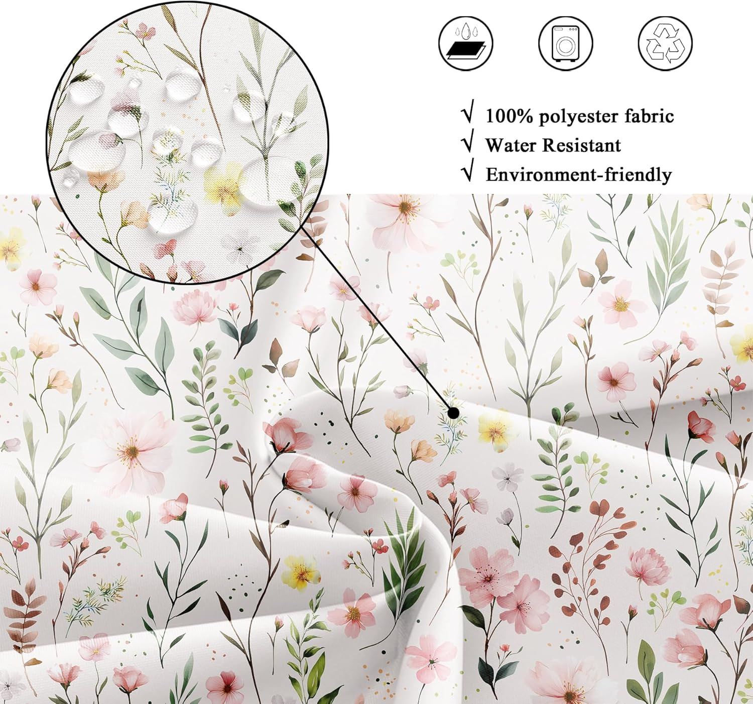 Custom Printed Bath Curtain — custom printed polyester bath curtain detail view