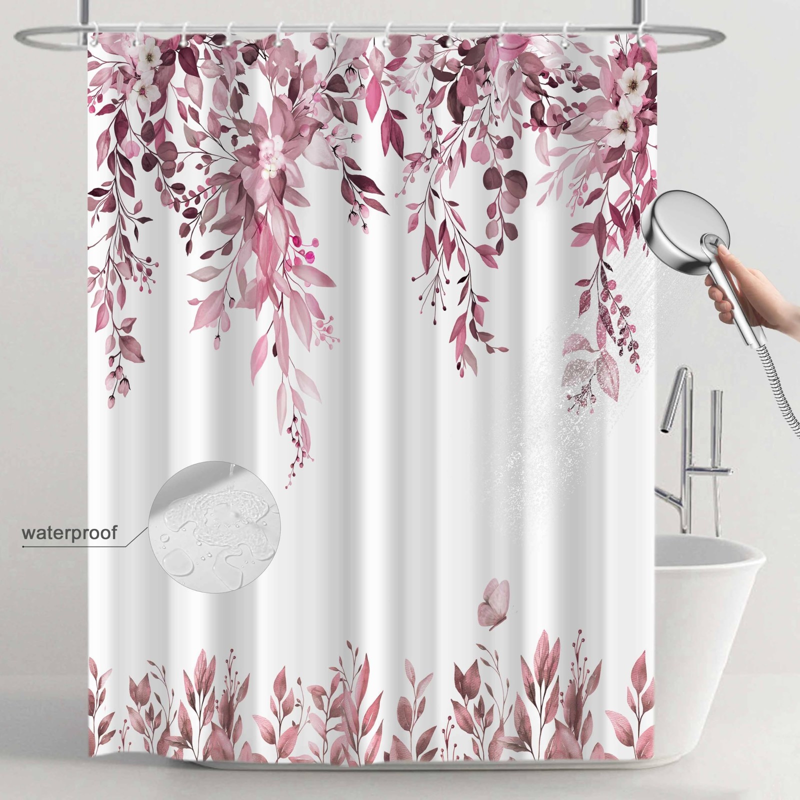 Custom Printed Bath Curtain — custom printed polyester bath curtain detail view