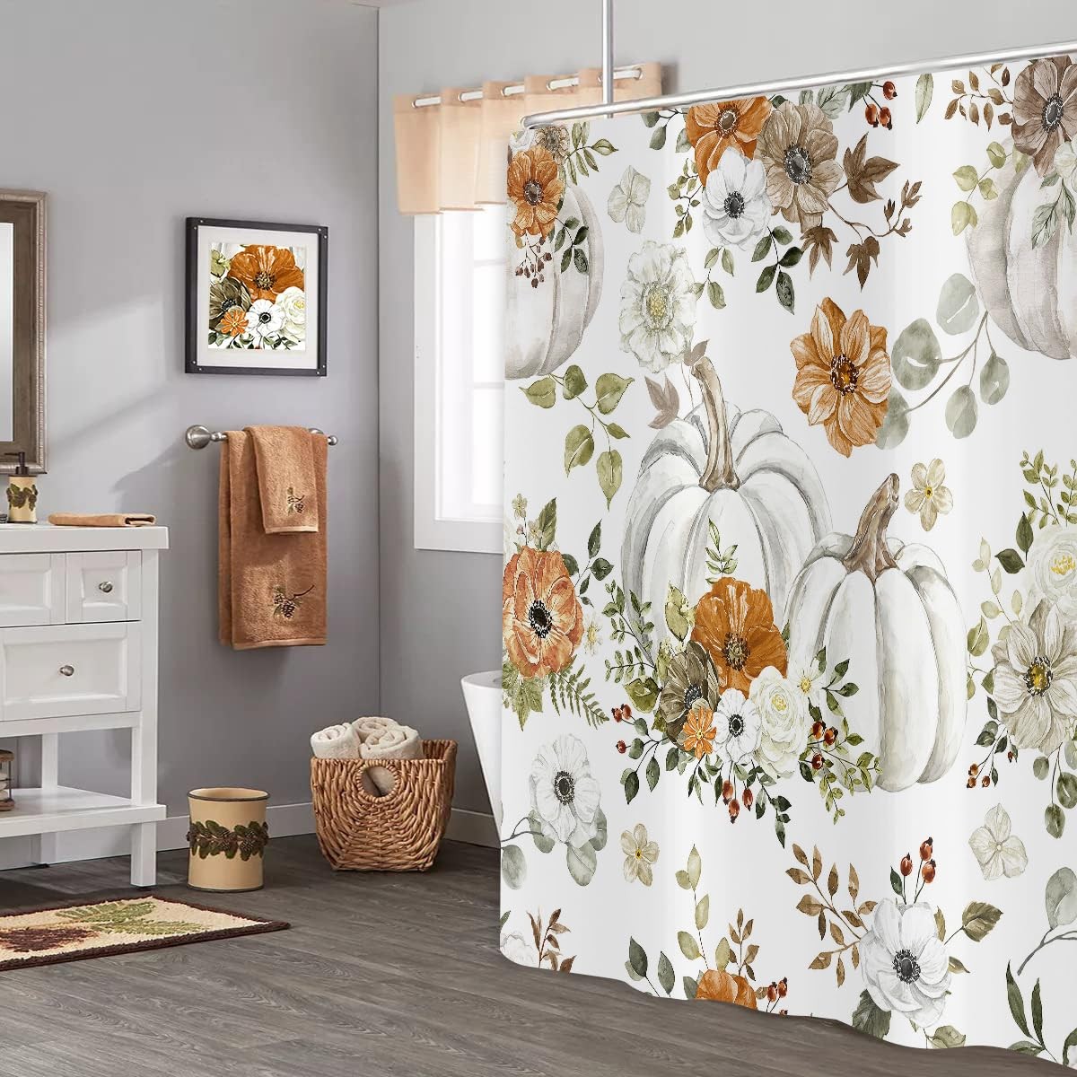 Custom Printed Bath Curtain — custom printed polyester bath curtain detail view