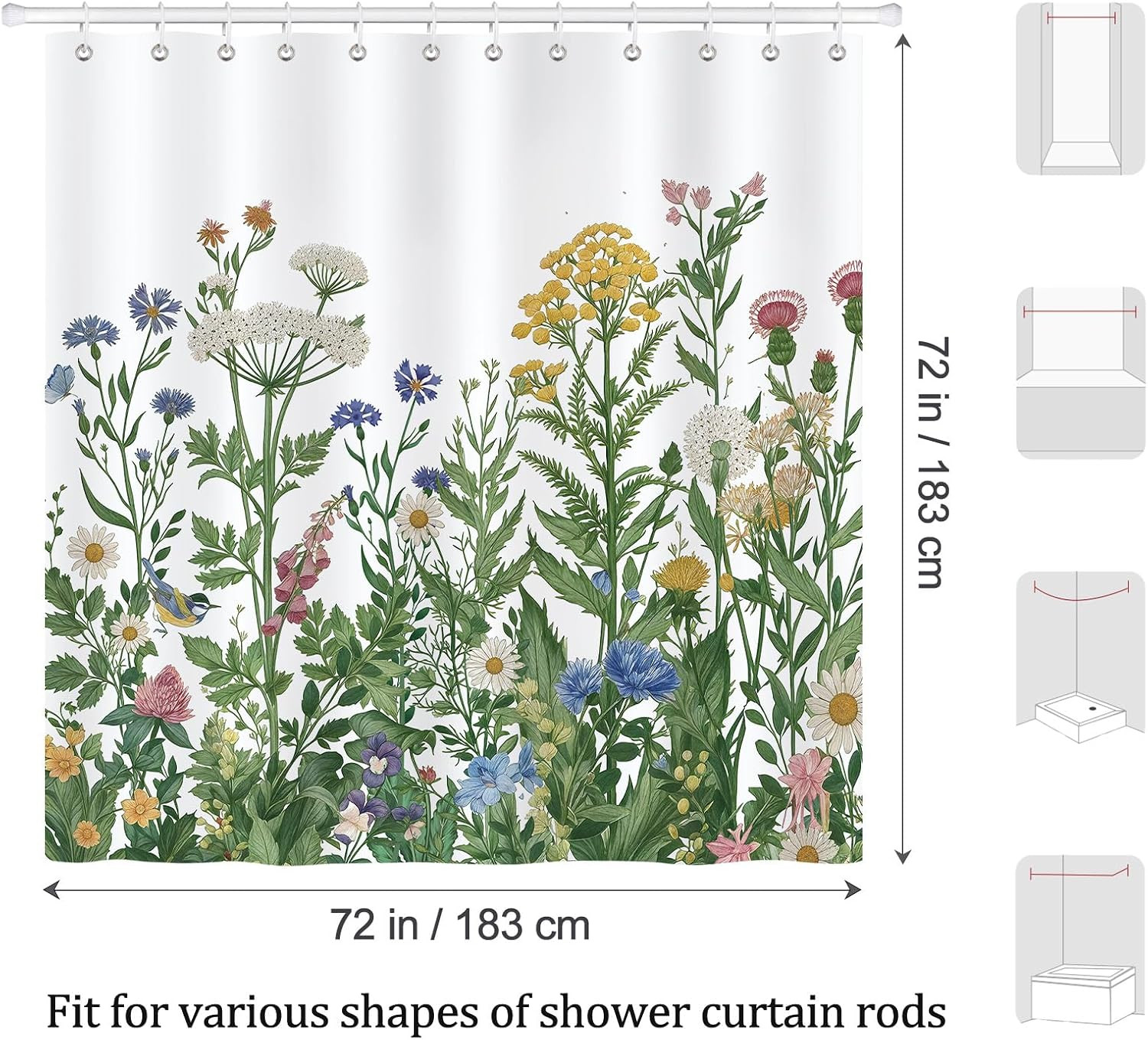 Custom Printed Bath Curtain — custom printed polyester bath curtain detail view