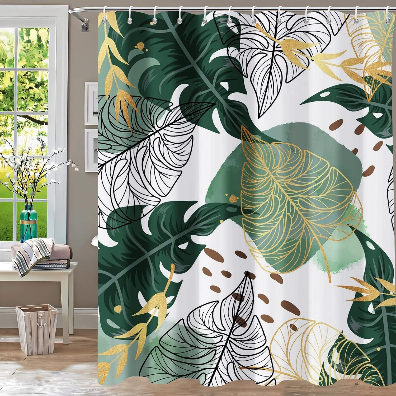 Custom Printed Bath Curtain — custom printed polyester bath curtain detail view