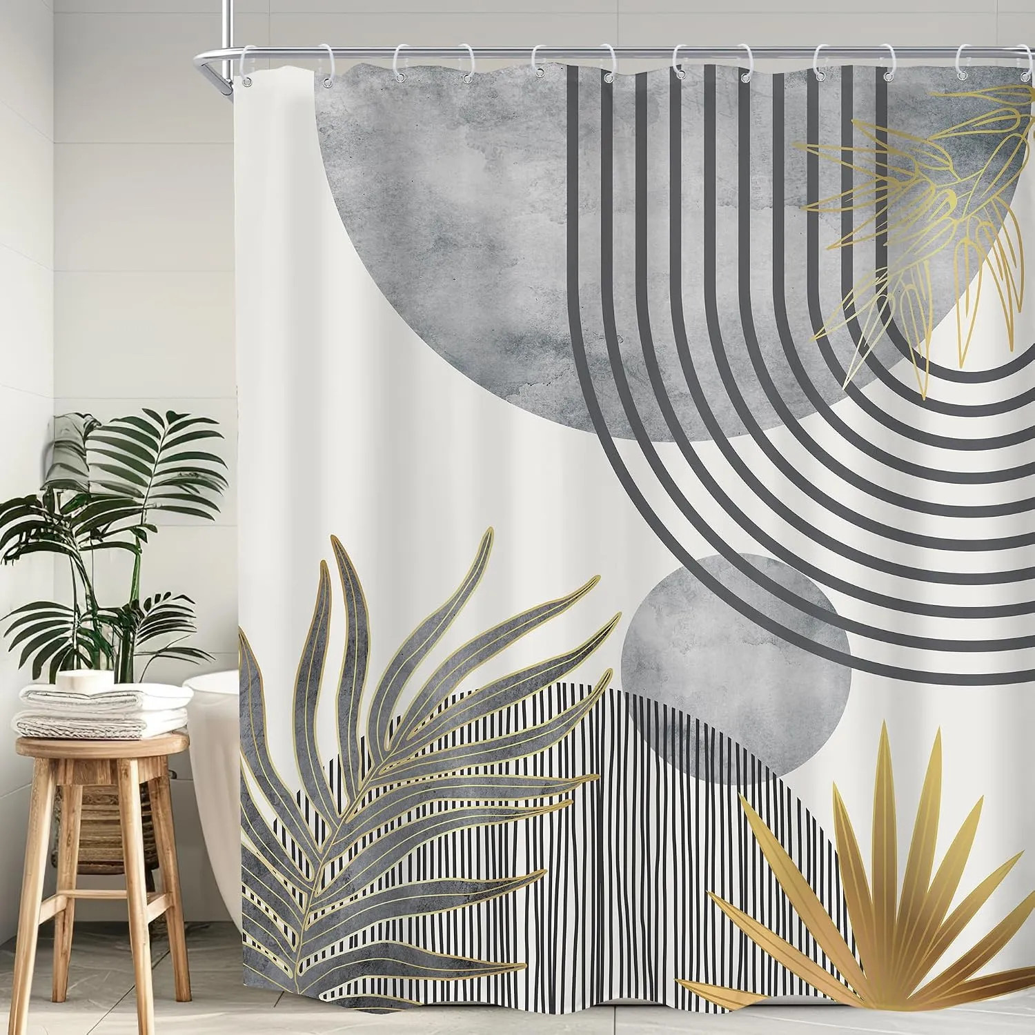Custom Printed Bath Curtain — custom printed polyester bath curtain detail view