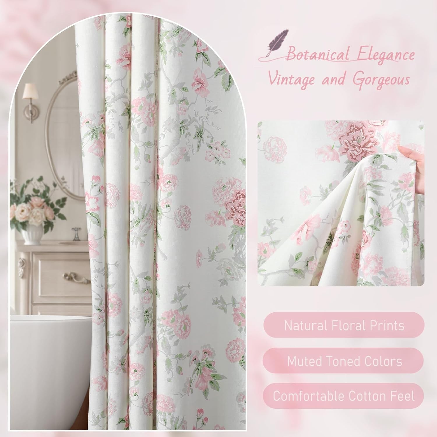 Custom Printed Bath Curtain — custom printed polyester bath curtain detail view