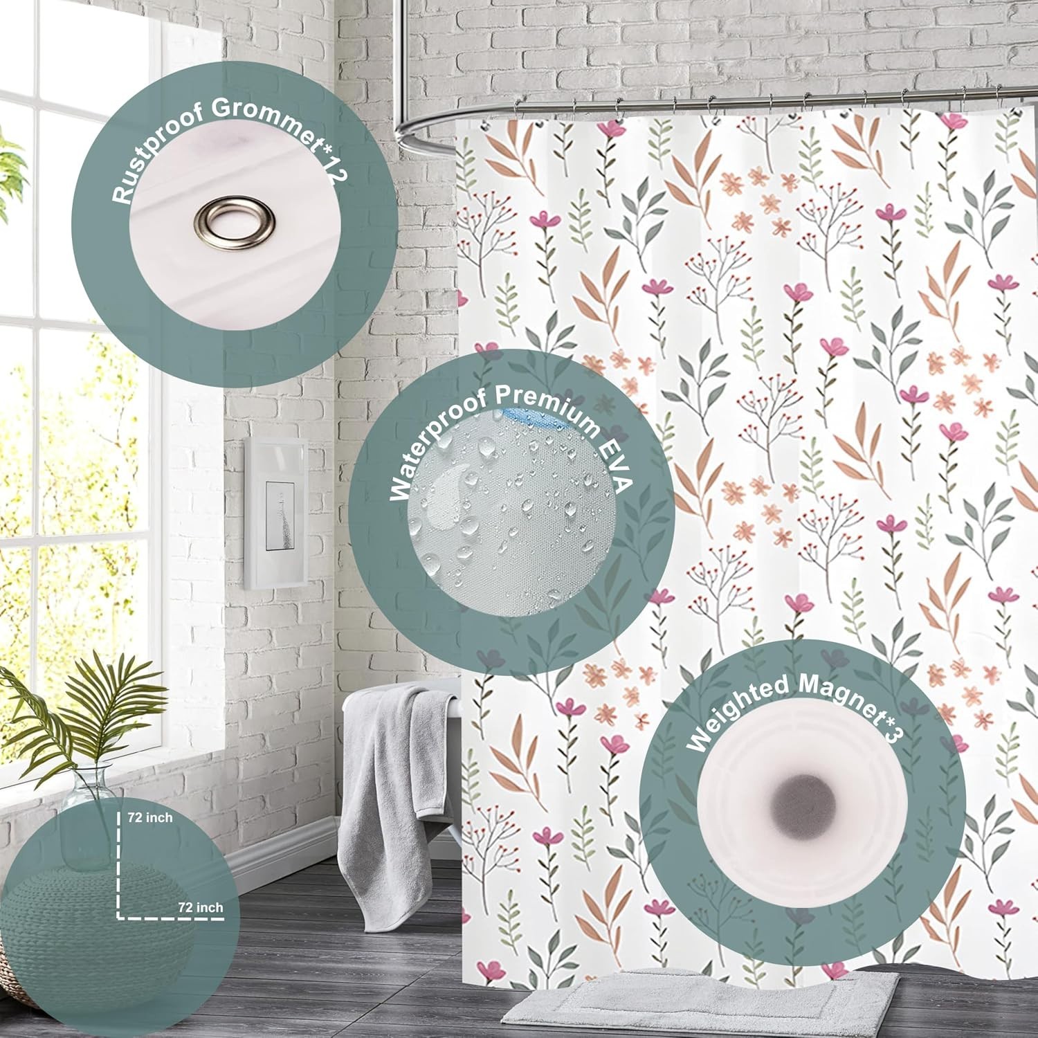 Custom Printed Bath Curtain — custom printed polyester bath curtain detail view