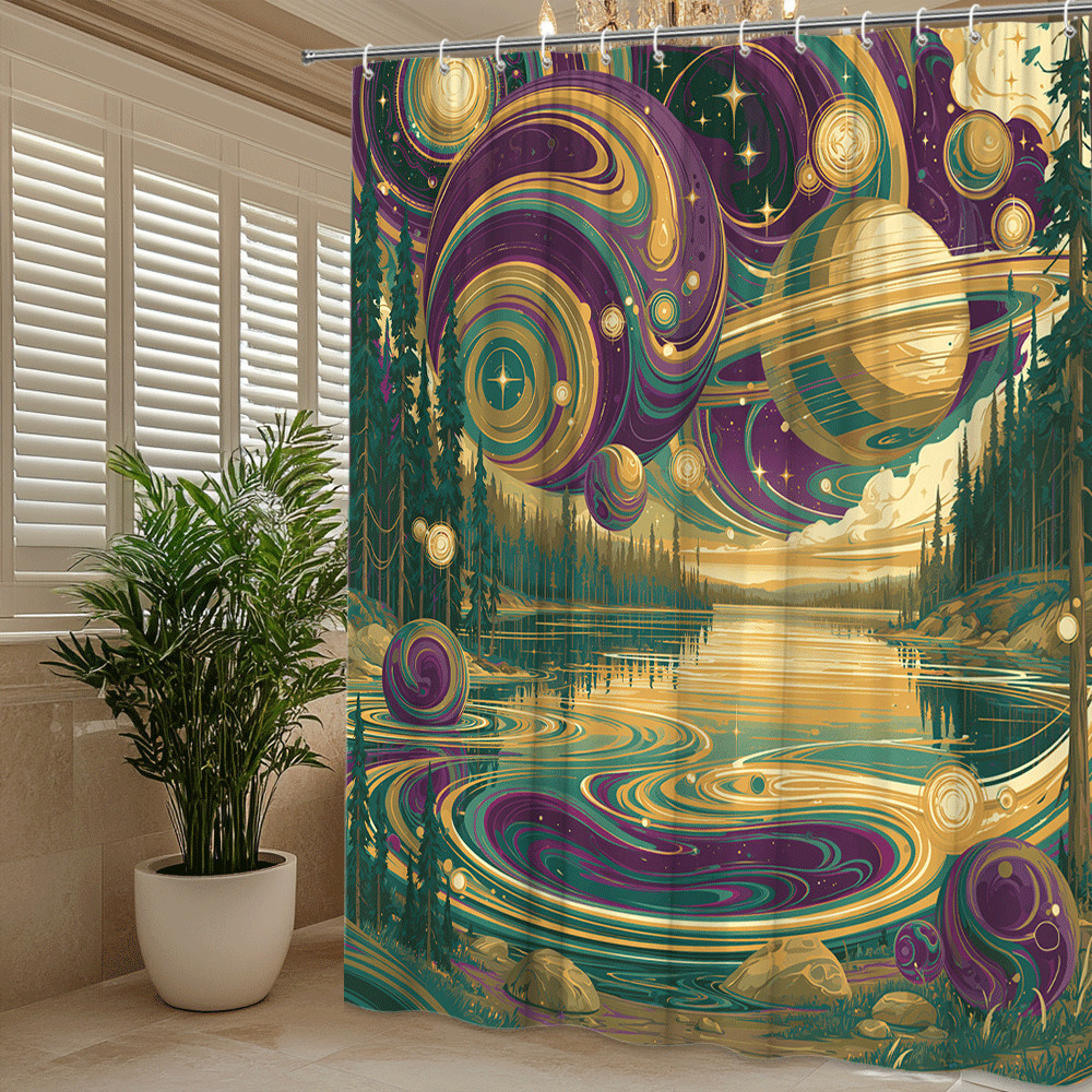 Custom Printed Bath Curtain — custom printed polyester bath curtain detail view