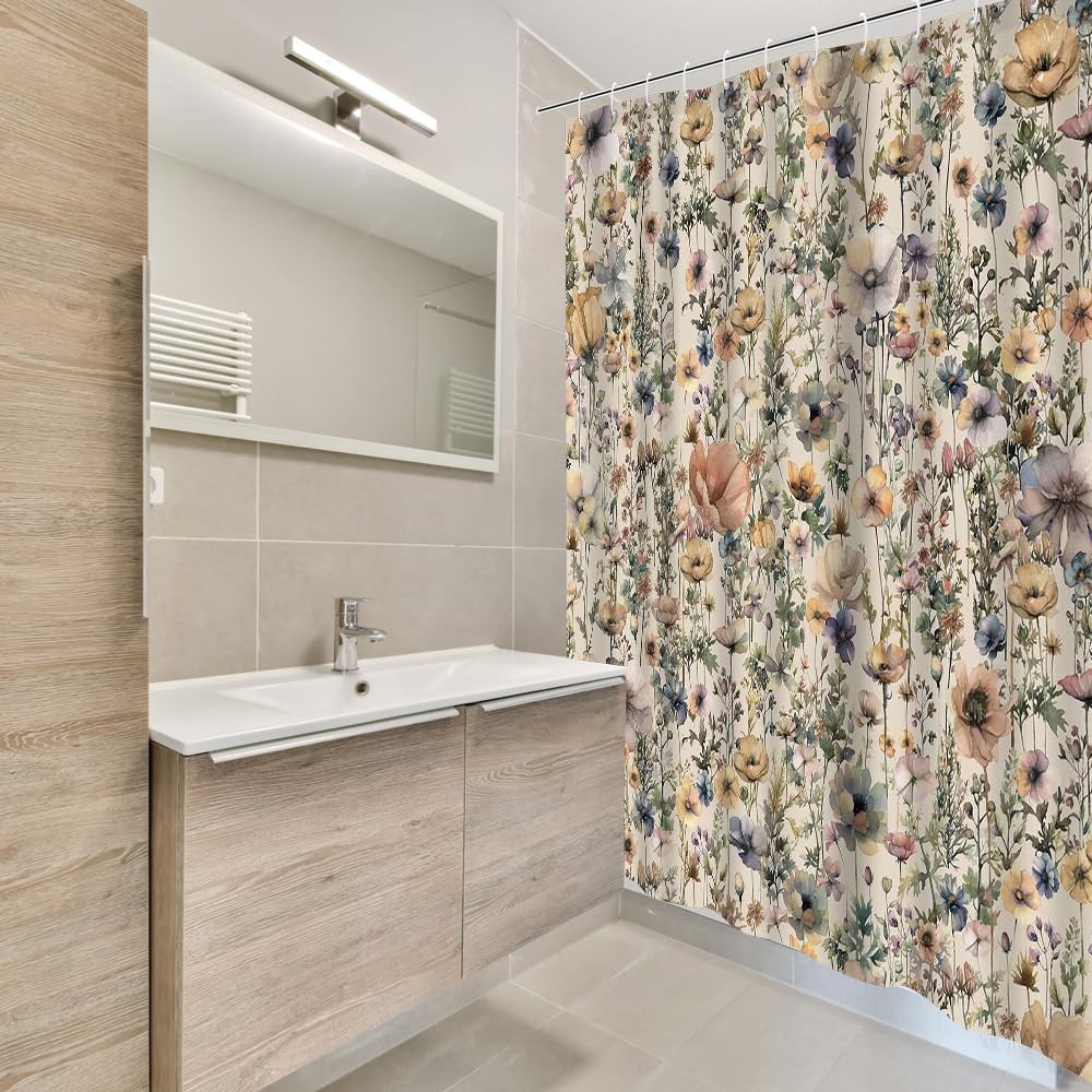 Custom Printed Bath Curtain — custom printed polyester bath curtain detail view