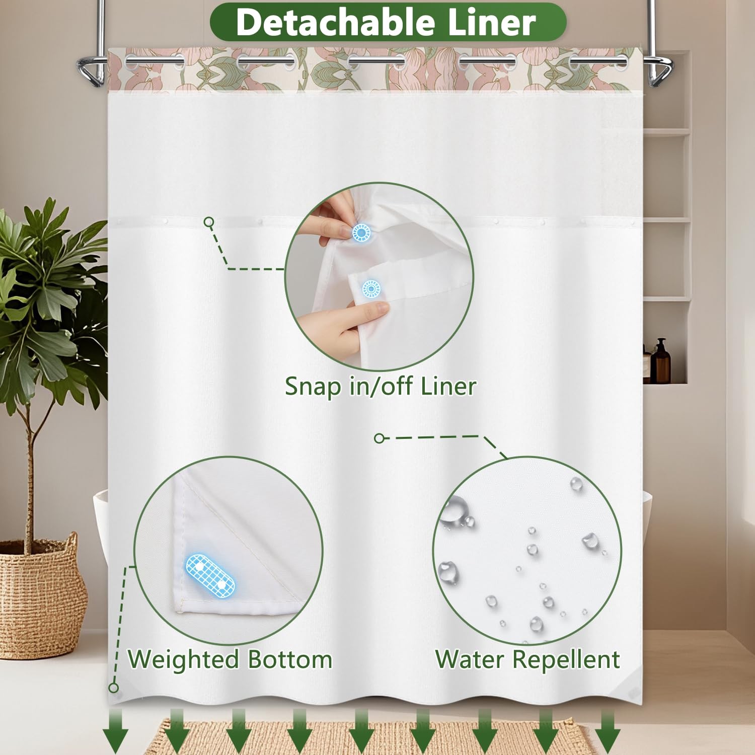 Custom Printed Bath Curtain — custom printed polyester bath curtain detail view