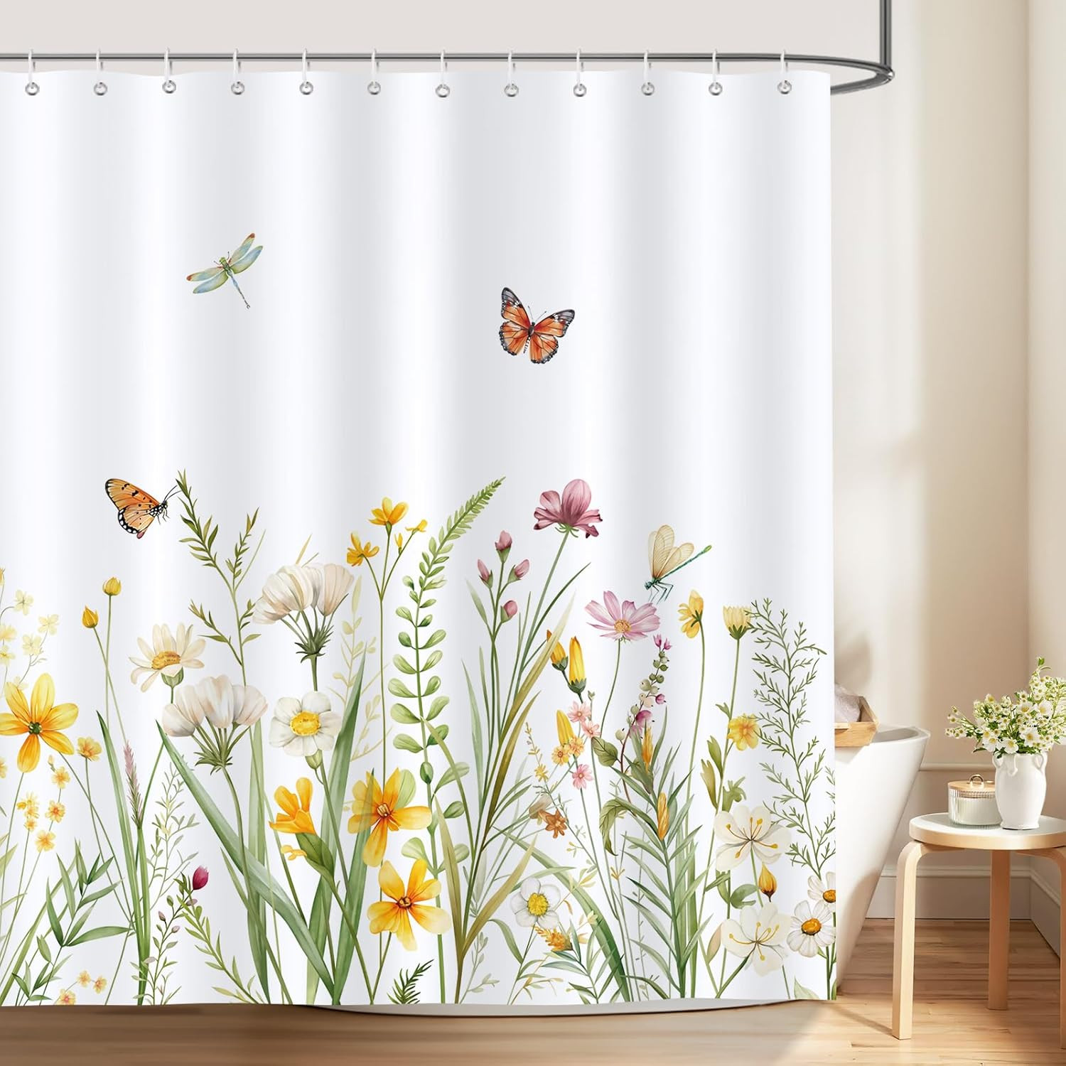Custom Printed Bath Curtain — custom printed polyester bath curtain detail view