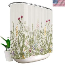 Extra Wide 108x72 Wildflower Shower Curtain with 18 Hooks – Modern Floral Design — custom printed polyester bath curtain