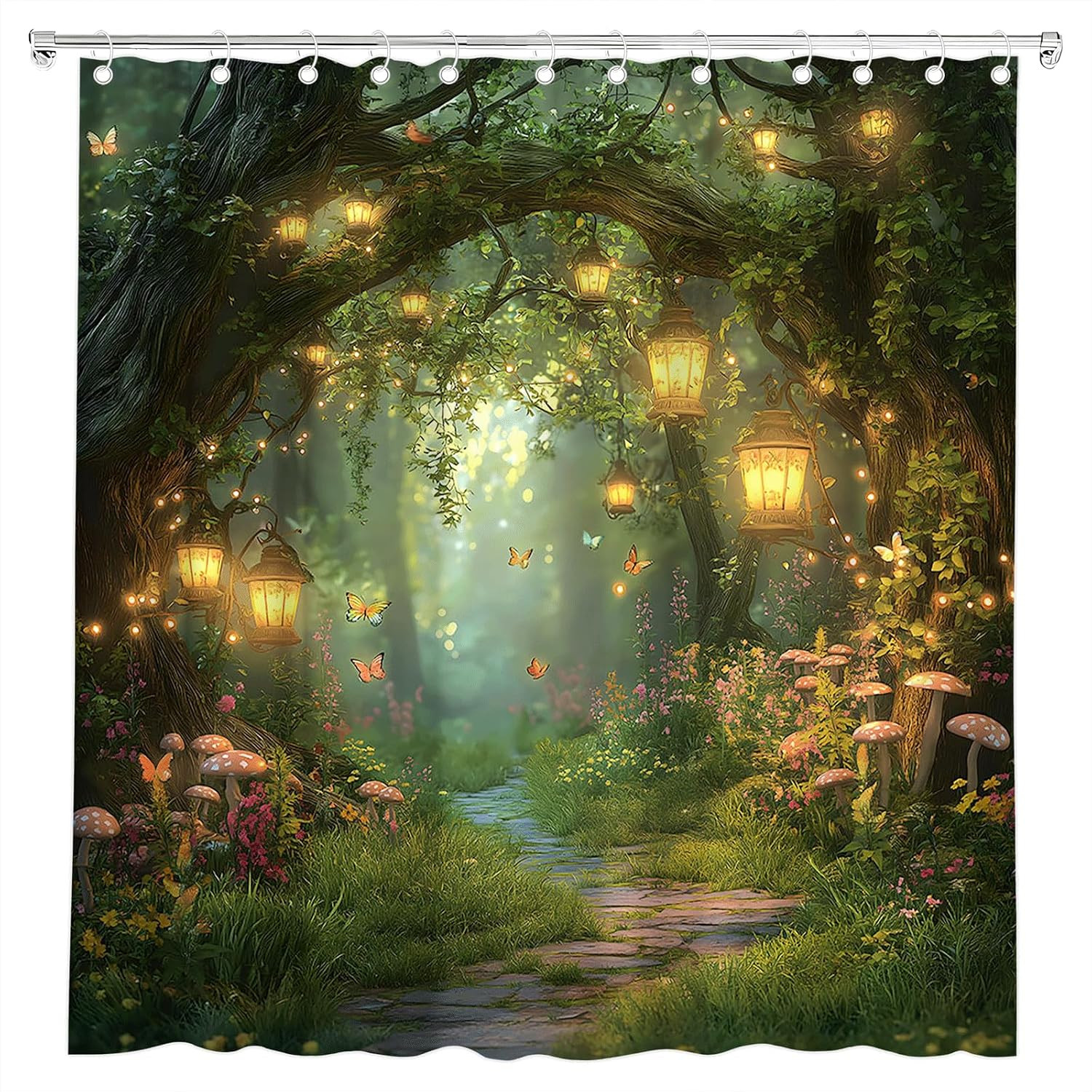 Custom Printed Bath Curtain — custom printed polyester bath curtain detail view