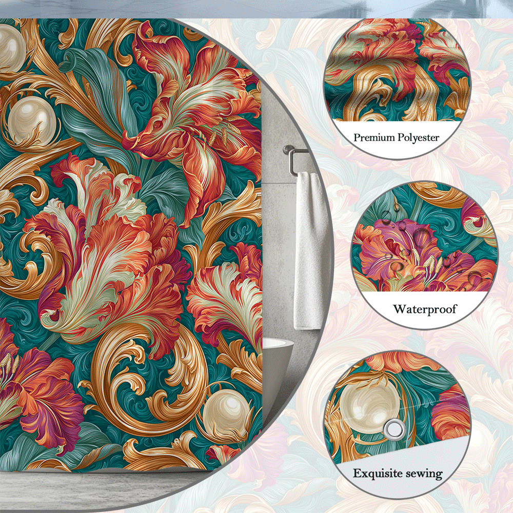 Custom Printed Bath Curtain — custom printed polyester bath curtain detail view