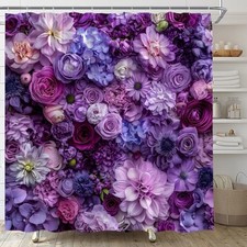 Floral Shower Curtain Rose Peony Flower, 72 x 72 70"W x 70"L (Pack of 1) Purple — custom printed polyester bath curtain